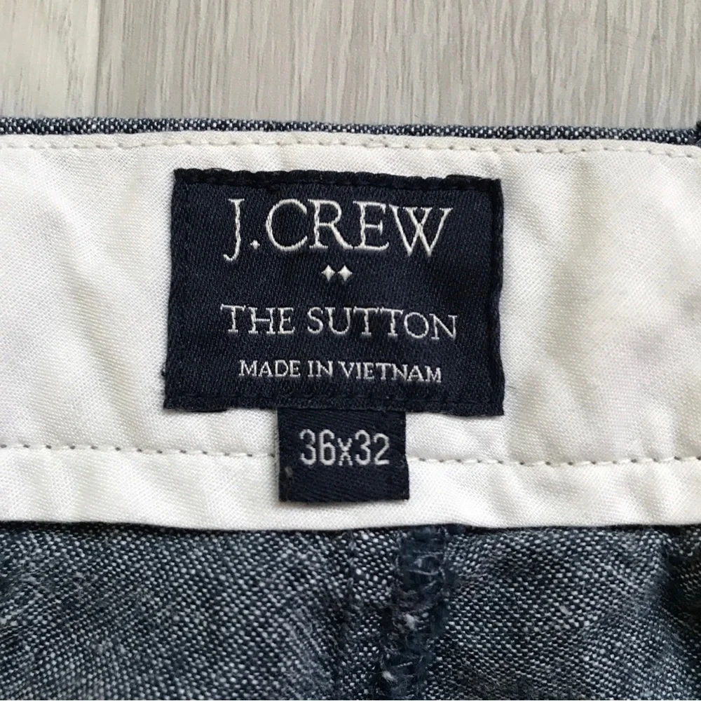 J CREW GRAY LINEN THE SUTTON PANTS STRAIGHT LEG FLAT FRONT MENS 36